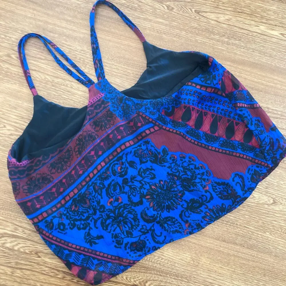Y2K Charlotte Russe Womens L Beaded Paisley Tank Top Festival Hippie Going Out